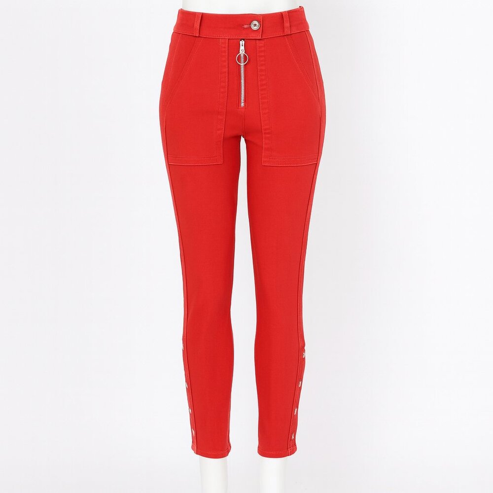 Dance & Marvel Red High Waisted Cargo Pants Size 4 Snap Hem Pockets